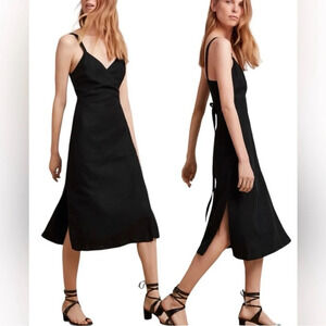 Wilfred Aritzia Astere Midi Black Sleeveless Tank Wrap Dress Size XS